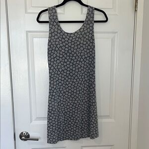 Floral Sleeveless Dress - Blue and White